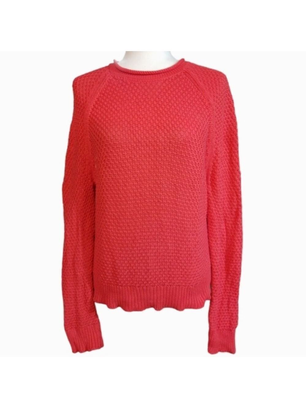 Lauren Ralph Lauren Long Sleeve Rolled Crew Neck Orange Sweater Size Medium